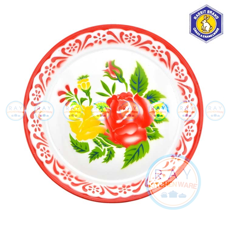 ถาดเคลือบลายดอก 50 ซม.ตรากระต่าย