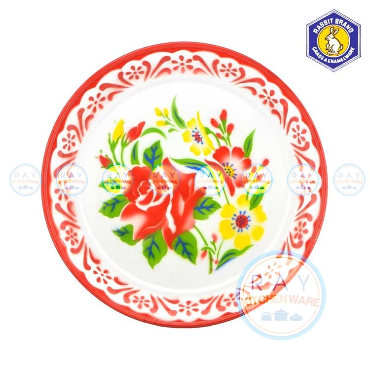 ถาดเคลือบลายดอก 60 ซม.ตรากระต่าย