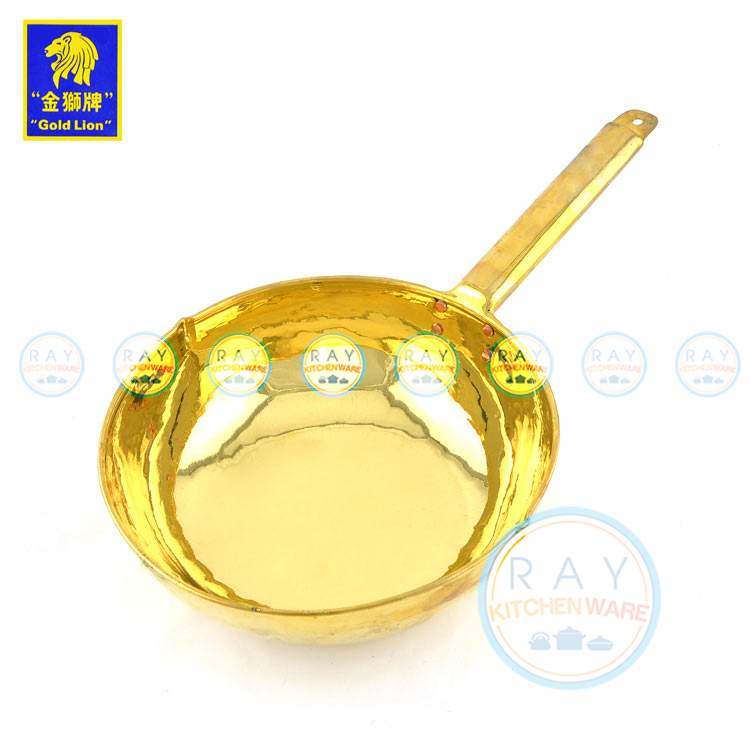 กระทะด้ามทองเหลืองก้นลึก เบอร์ 9 ตราสิงโตทอง-9430