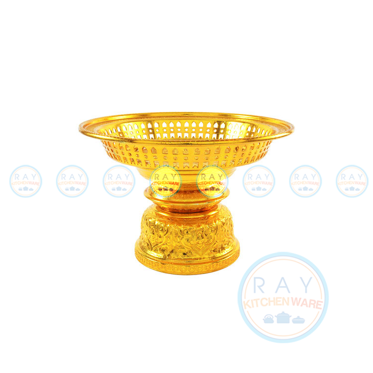 พานรัตนโกสินทร์ลายไทย 26 ซม.สีทอง ตราหงส์ฟ้า