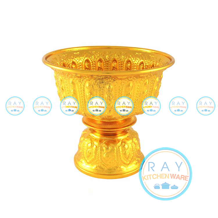 พานรัฐธรรมนูญลายไทย 22 ซม.สีทอง ตราหงส์ฟ้า
