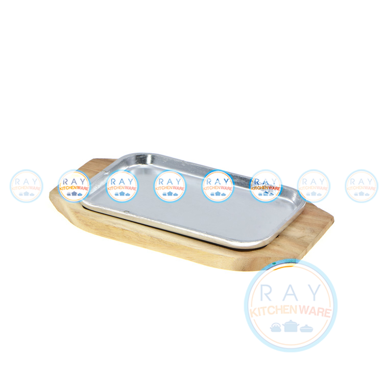 จานร้อนอลูมิเนียมเหลี่ยม 23x15 ซม.พร้อมไม้รอง ตราซุปเปอร์อลูมินัม