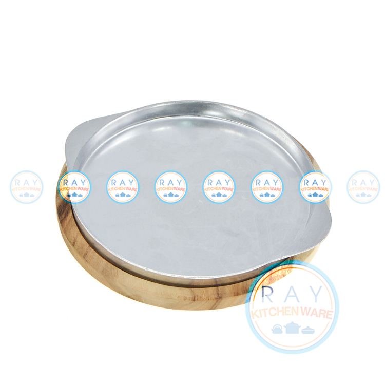 จานร้อนอลูมิเนียมกลม 9 นิ้ว พร้อมไม้รอง ตราซุปเปอร์อลูมินัม