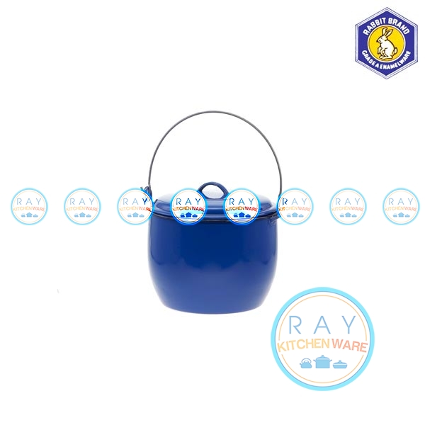 หม้อหูหิ้วเคลือบ สีน้ำเงิน 18 ซม. ตรากระต่าย (Rabbit)