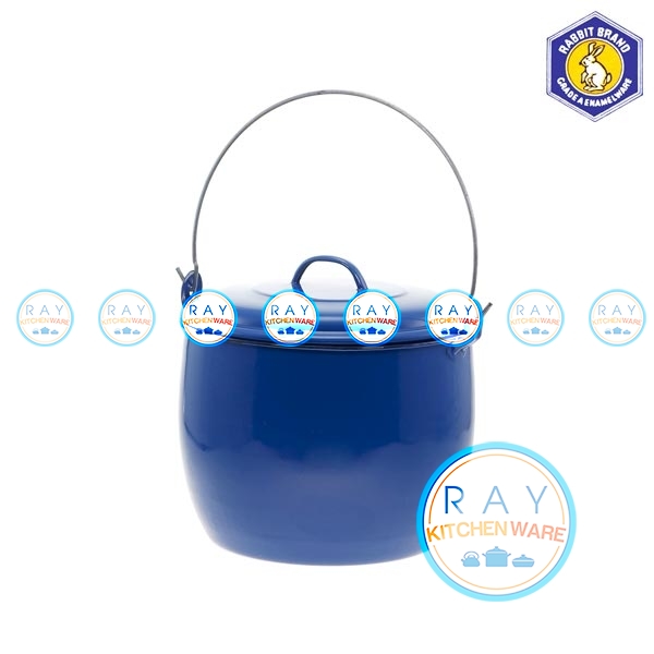 หม้อหูหิ้วเคลือบ สีน้ำเงิน 30 ซม. ตรากระต่าย (Rabbit)