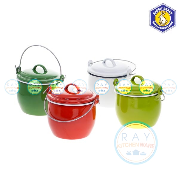 หม้อหูหิ้วเคลือบ สีแฟนซี ขนาด 12 ซม. ตรากระต่าย (Rabbit)