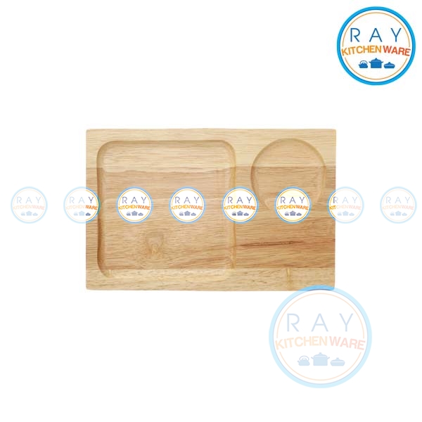 ถาดไม้ สี่เหลี่ยม หลุม 2 ช่อง ขนาด 6x10 นิ้ว (Lj0027)
