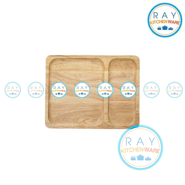 ถาดไม้ สี่เหลี่ยม หลุม 2 ช่อง ขนาด 7x9 นิ้ว (Lj0026)