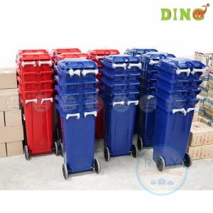 ถังขยะมีล้อฝาปิดธรรมดา 120 ลิตร Dino-Plus