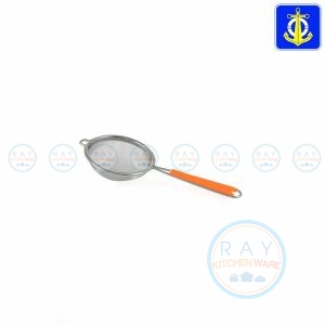 กระชอนสแตนเลส ด้ามส้ม 7 ซม. ตราสมอ (Anchor)
