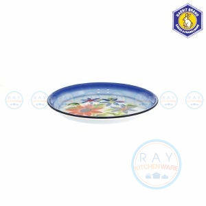 ถาดเคลือบลายดอก สีน้ำเงิน 22 ซม. ตรากระต่าย (Rabbit)