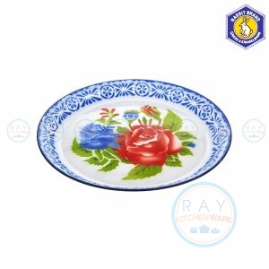 ถาดเคลือบลายดอก สีน้ำเงิน 40 ซม. ตรากระต่าย (Rabbit)