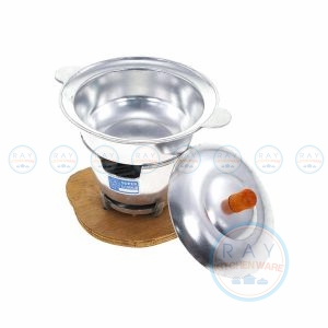 เตา+หม้อจิ้มจุ่มพร้อมไม้รอง 18.5 ซม Super Aluminum
