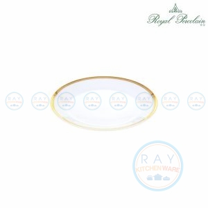 จานตื้นขาววนทอง 6 นิ้ว 0204 Royal Porcelain