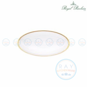 จานตื้นขาววนทอง 8.5 นิ้ว 1602 Royal Porcelain