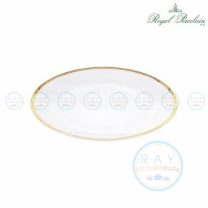 จานตื้นขาววนทอง 9.25 นิ้ว 0202 Royal Porcelain