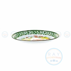 ถาดเคลือบลายดอก สีเขียว 45 ซม. ตรากระต่าย (Rabbit)