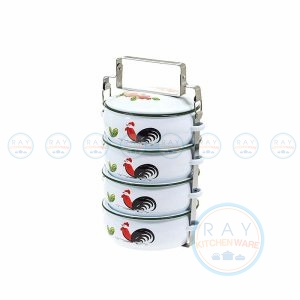 ปิ่นโตเคลือบลายไก่ 14 ซม. 4 ชั้น นกเพนกวิน (Penguin)
