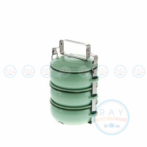 ปิ่นโตสุขสันต์สีเขียว 12 ซม. 3 ชั้น ตรากระต่าย (Rabbit)