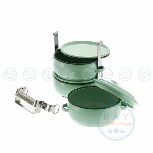 ปิ่นโตสุขสันต์สีเขียว 12 ซม. 3 ชั้น ตรากระต่าย (Rabbit)