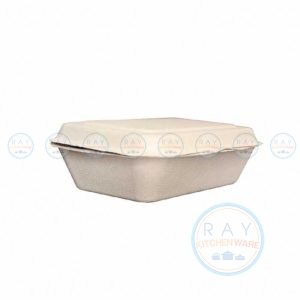 GRACZ B001 กล่องอาหารชานอ้อย 7 นิ้ว 600 มล. (50ชิ้น) (เกรซ Simple)
