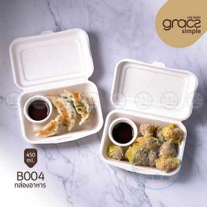 GRACZ B004 กล่องอาหารชานอ้อย 6.5 นิ้ว 450 มล
