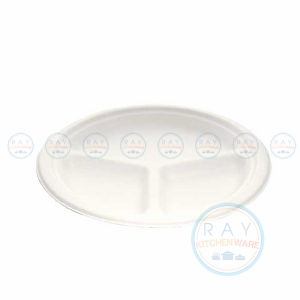 GRACZ Classic P007 จานกระดาษ 3 หลุม 10 นิ้ว (เกรซ)(50ชิ้น)