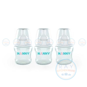 ขวดนม 5 ออนซ์ (3 ขวด) พร้อมจุกนมซิลิโคนลดอาการโคลิค S3-N2203 คอกว้าง Wideneck แนนนี่ Nanny