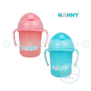 แก้วหัดดื่มมีหลอด 8 ออนซ์ หร้อมหูจับ (ฟ้า,ชมพู) N104 แนนนี่ Nanny